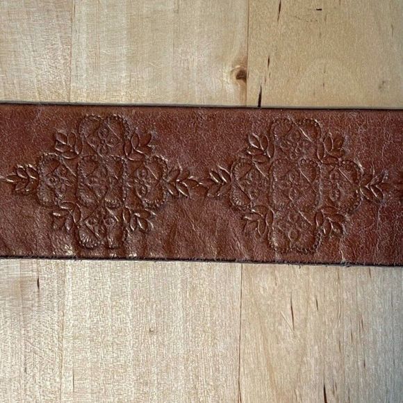 Buckle Womens Brown Leather Floral Hippie Boho Belt Sz L - Picture 5 of 8